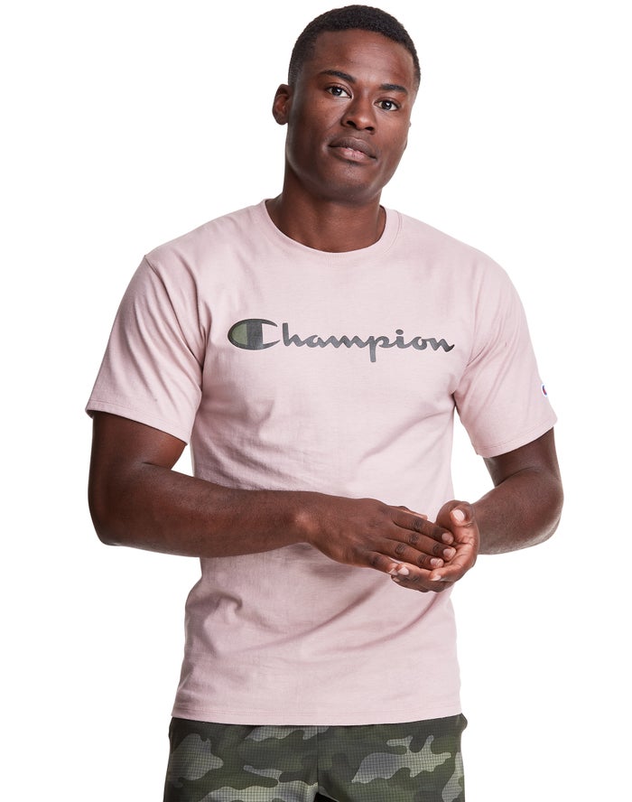 Champion Classic Jersey Script Logo T-Shirt Heren - Roze - Belgie 3098QCJRH